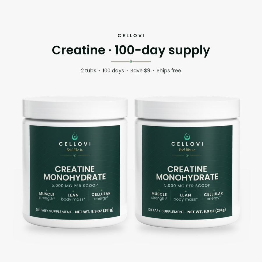 Cellovi Creatine 100-day supply: 2 tubs, 100 days, save $9, ships free