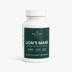 Cellovi Lion's Mane 1,000 mg capsules, front of the label