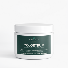 Cellovi Colostrum Powder, 2,300 mg per scoop, front of the label